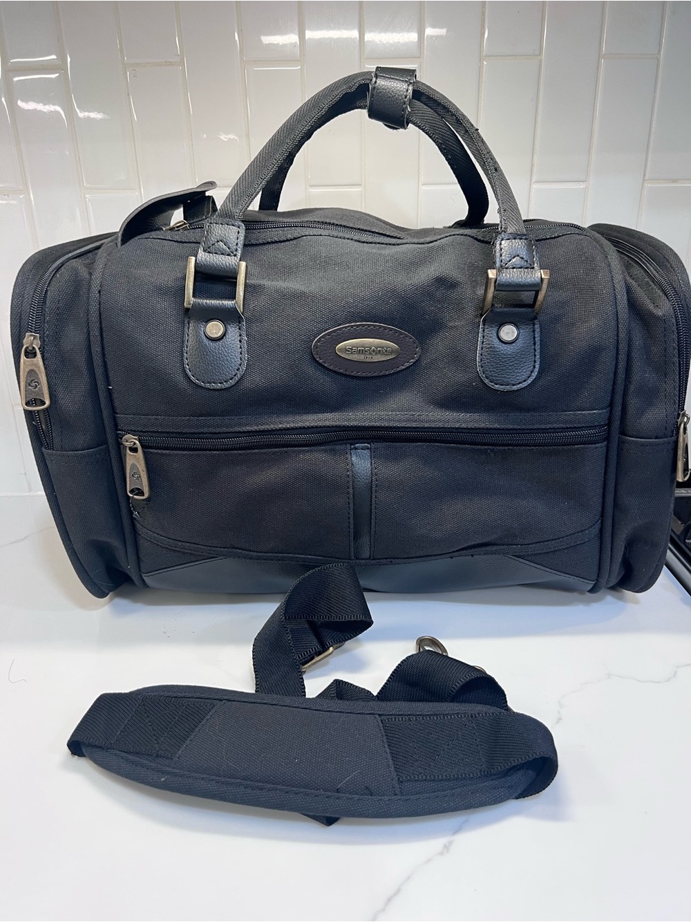 Samsonite Black Canvas Duffel Bag Carry-On Travel Weekender